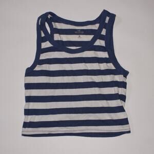 Hollister White And Blue Striped Racerback Tanktop Size XL